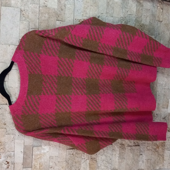 Maurices Pink Plaid Button Down Cardigan V-neck Button Down Women's Sz L - Picture 2 of 12